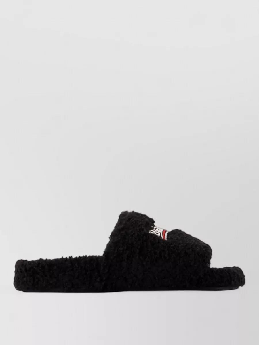 Balenciaga faux shearling slide sandals