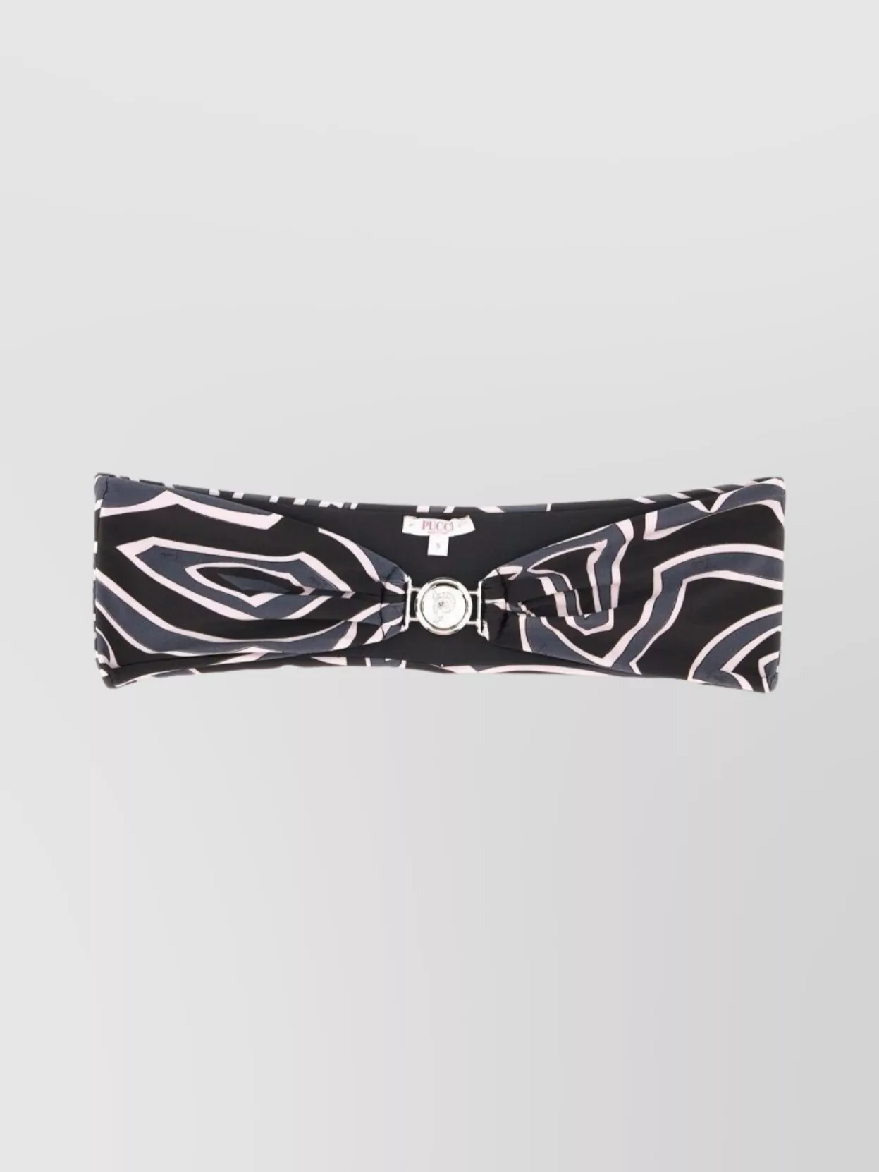 Pucci Abstract Bandeau Swim Set With Ring Detail In Black