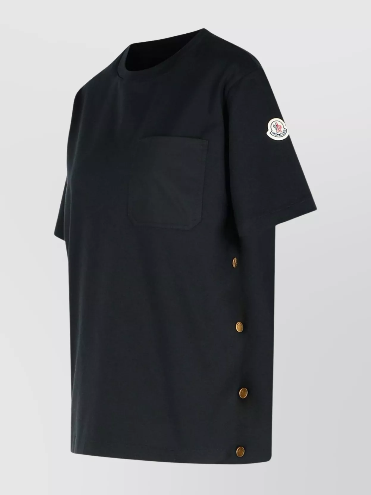 Moncler Cotton Crew Neck T-Shirt With Pocket And Buttons