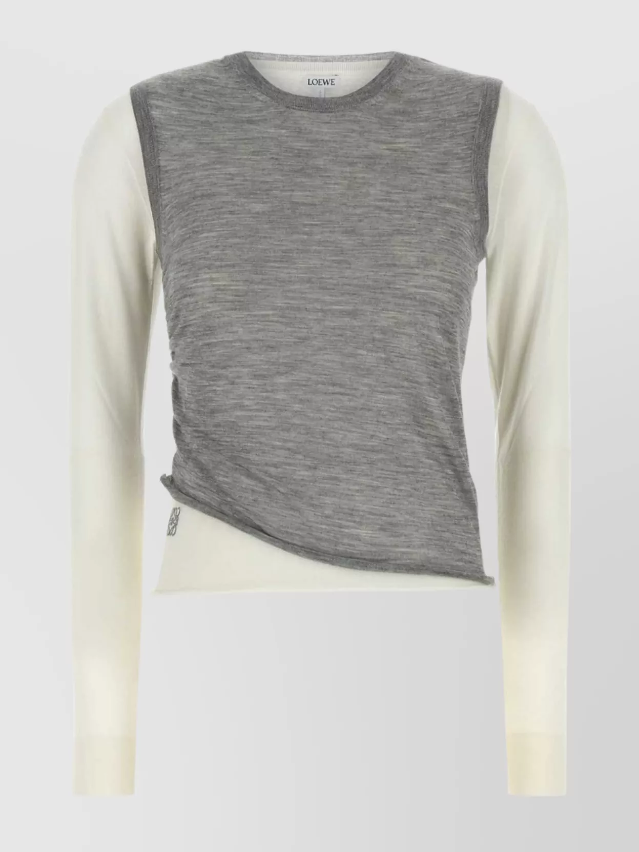 Loewe Cashmere Sweater Featuring Asymmetric Detail In Gray
