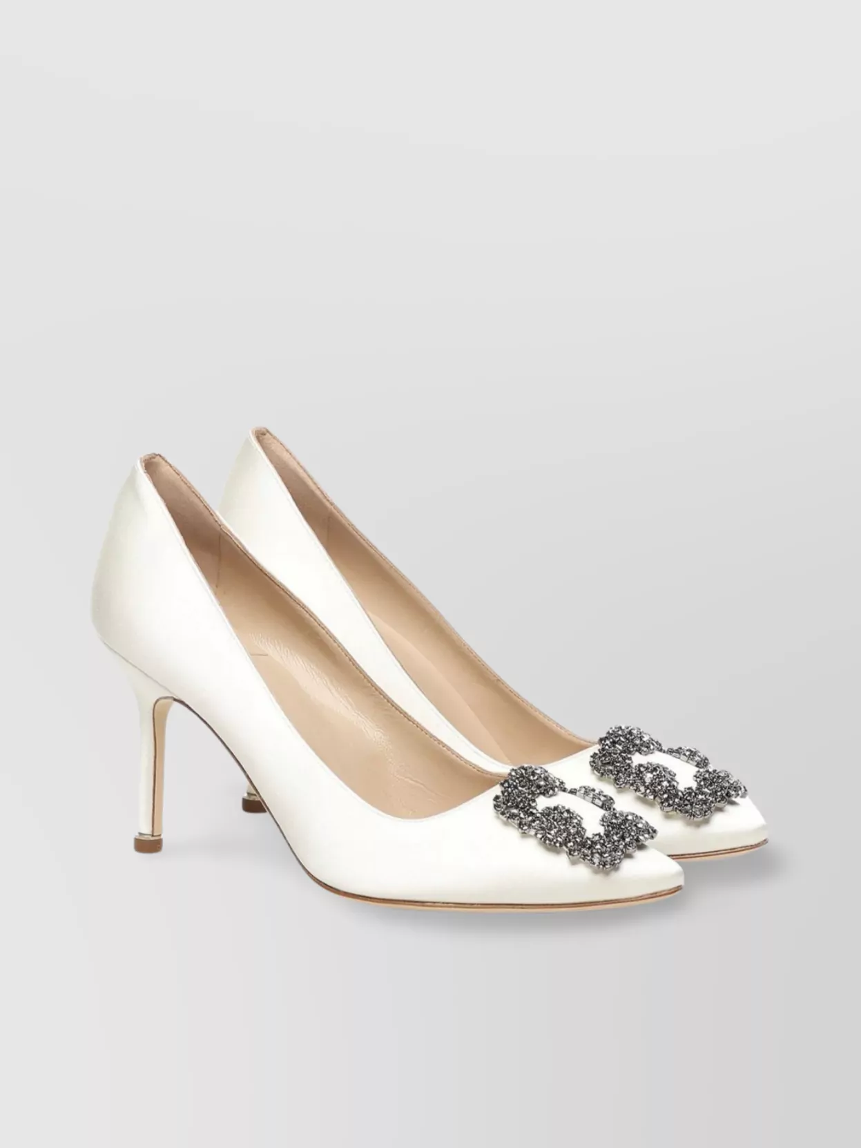 Manolo Blahnik Crystal Buckle Almond Toe Pumps