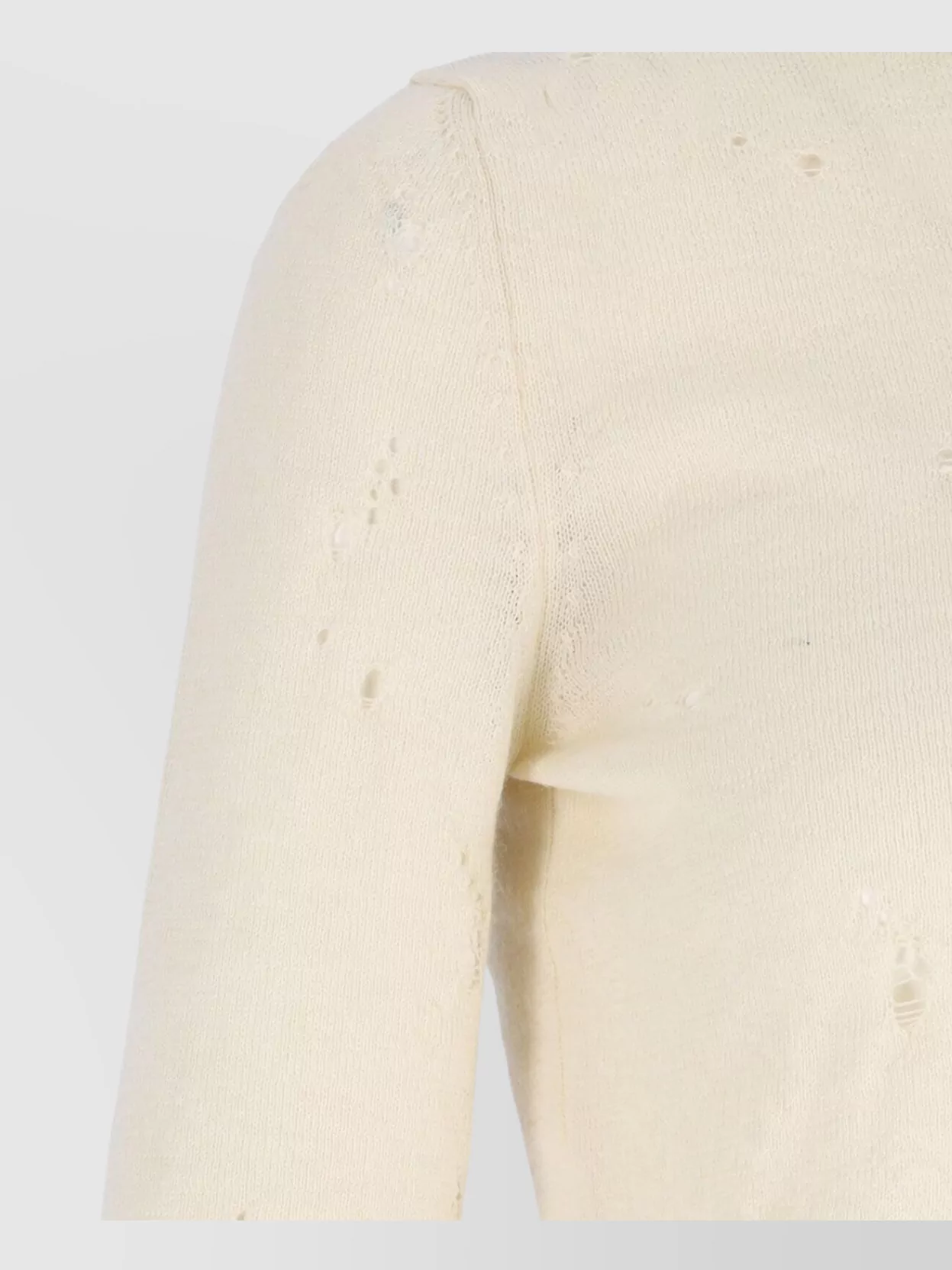 Mm6 Maison Margiela Distressed Crewneck Knitwear With Ribbed Finish