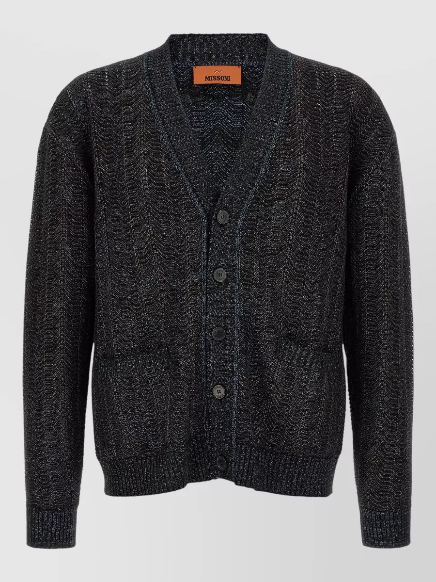 Missoni ribbed v-neck zigzag-knit cardigan