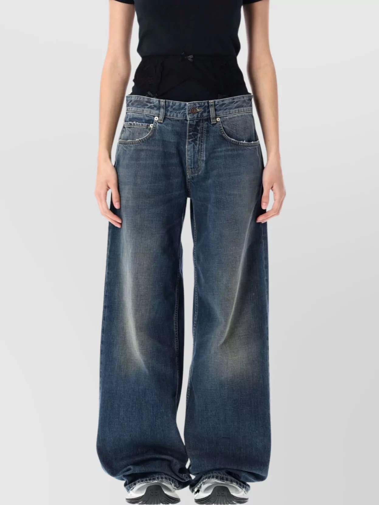Balenciaga Oversized Wide Leg Denim Trousers