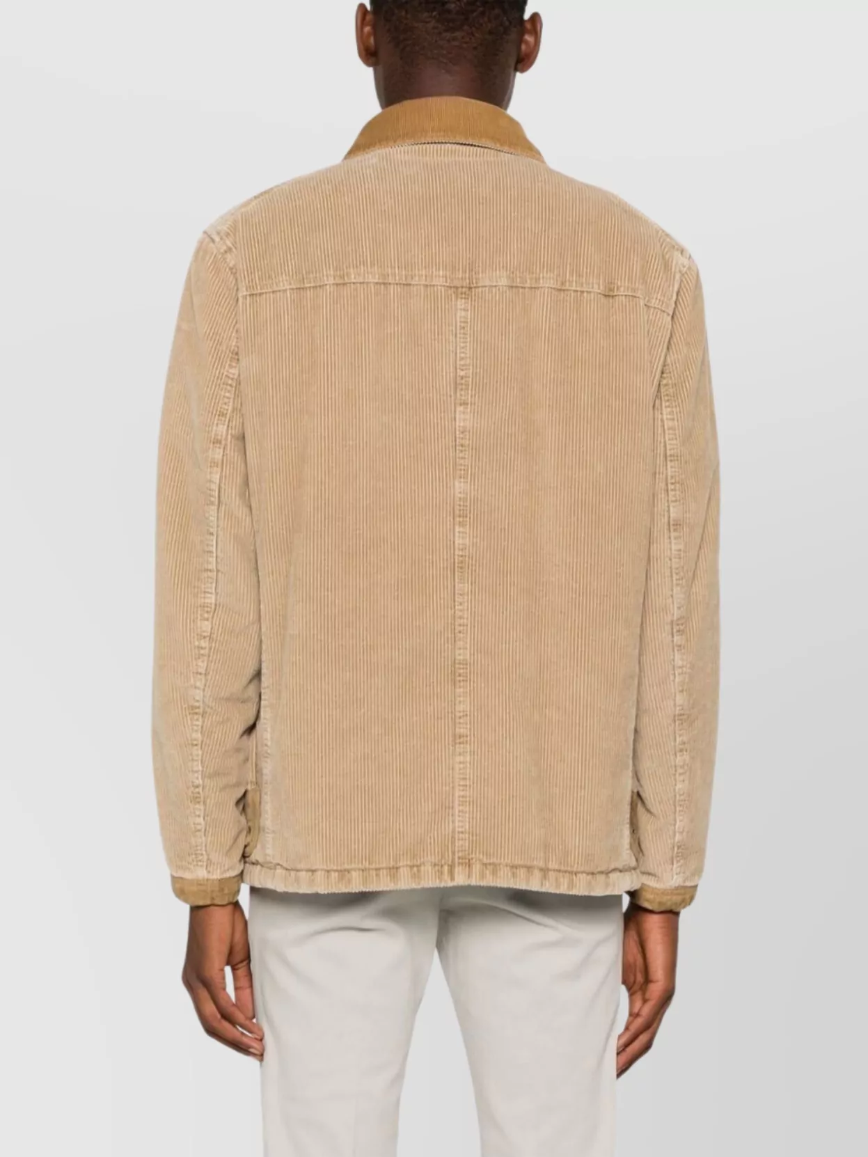 Fay Contrast Collar Corduroy Coat Front Pockets