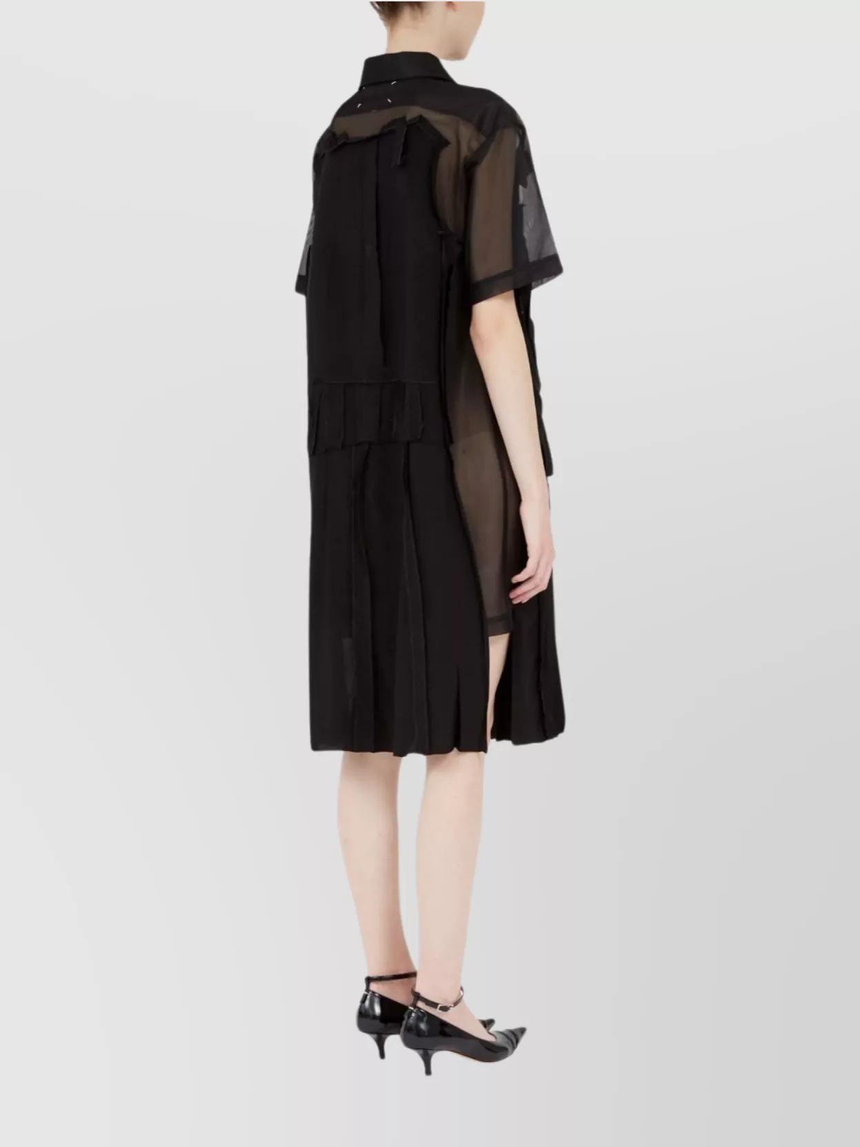 Maison Margiela Mesh Layered Short-Sleeve Polo Midi Dress