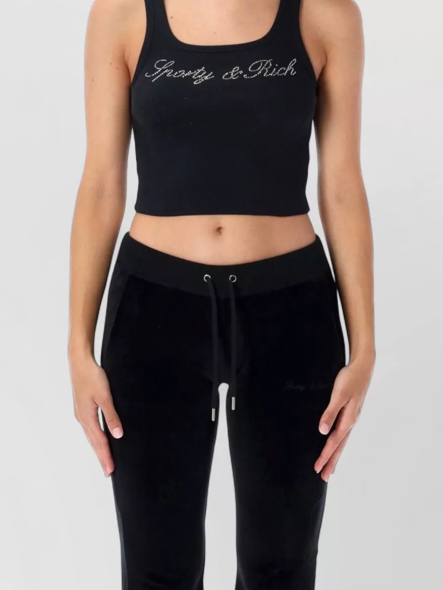 Sporty & Rich crystal-embellished velour tank top