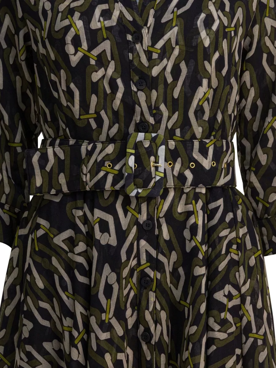 Samantha Sung Wool Printed Midi Dress