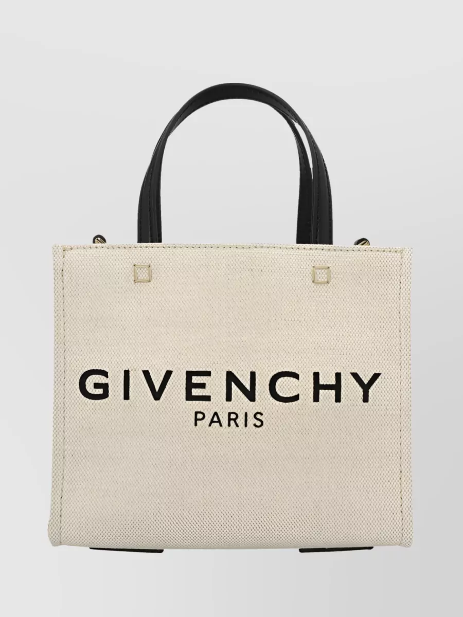 Shop Givenchy Structured Logo-print Leather Tote In Cream