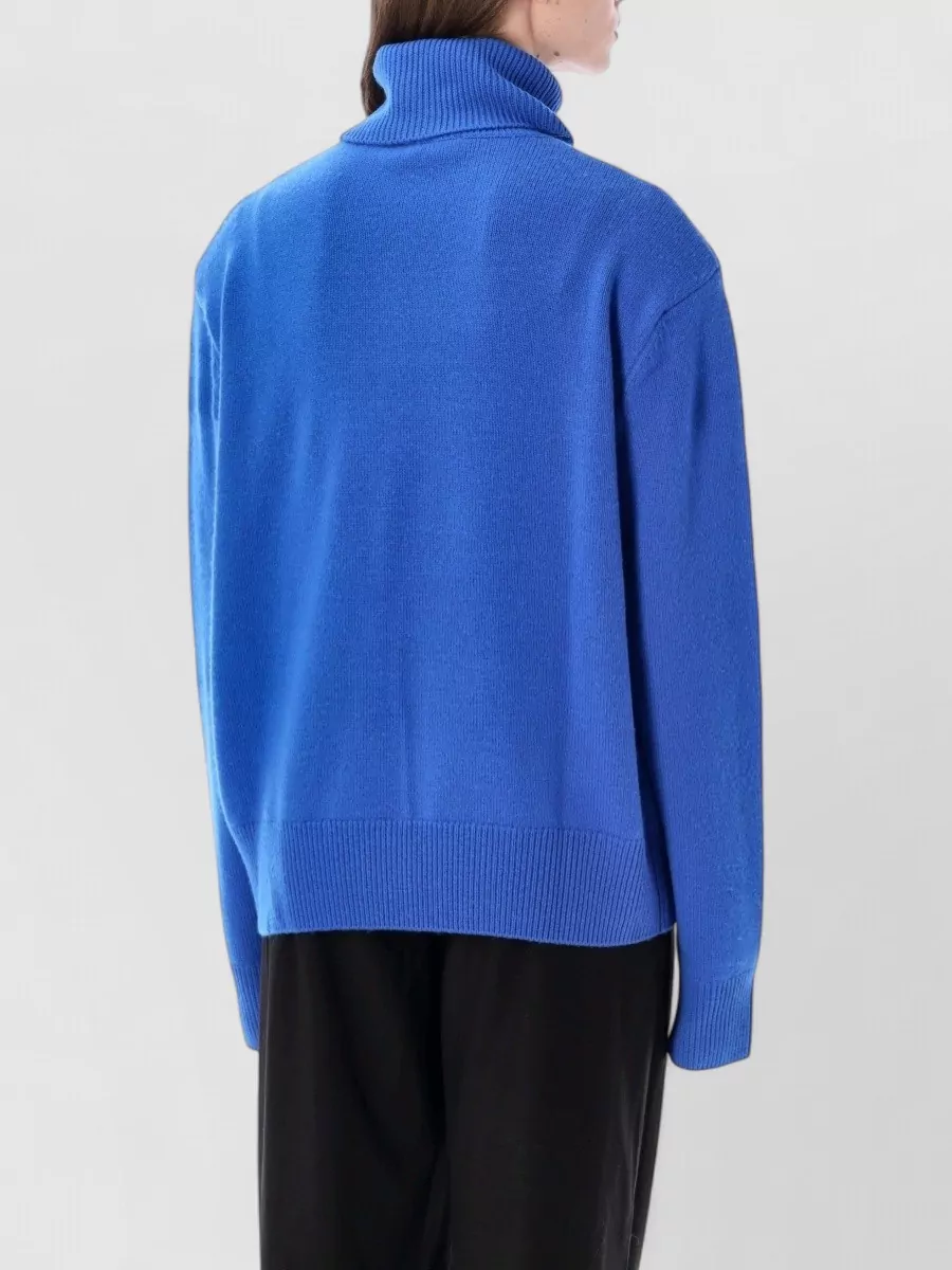 The Frankie Shop Cashmere Wool Ribbed Relaxed Fit Padded Shoulder Turtleneck Sweater