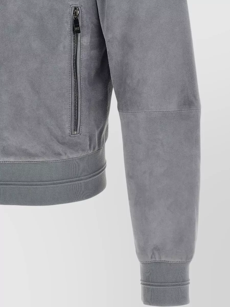 Pal Zileri Suede Panelled High-Neck Bomber Jacket