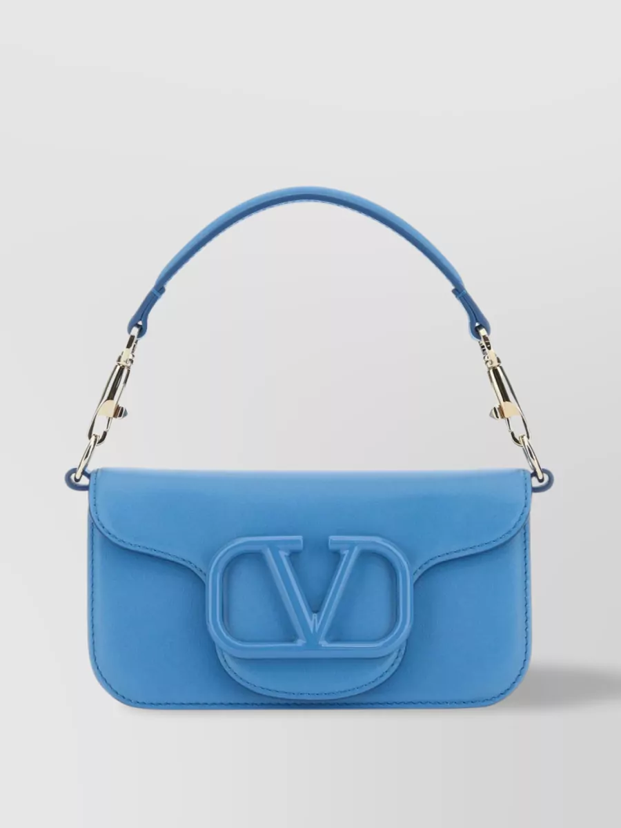 Shop Valentino Small Locò Handbag In Luxurious Leather In Blue