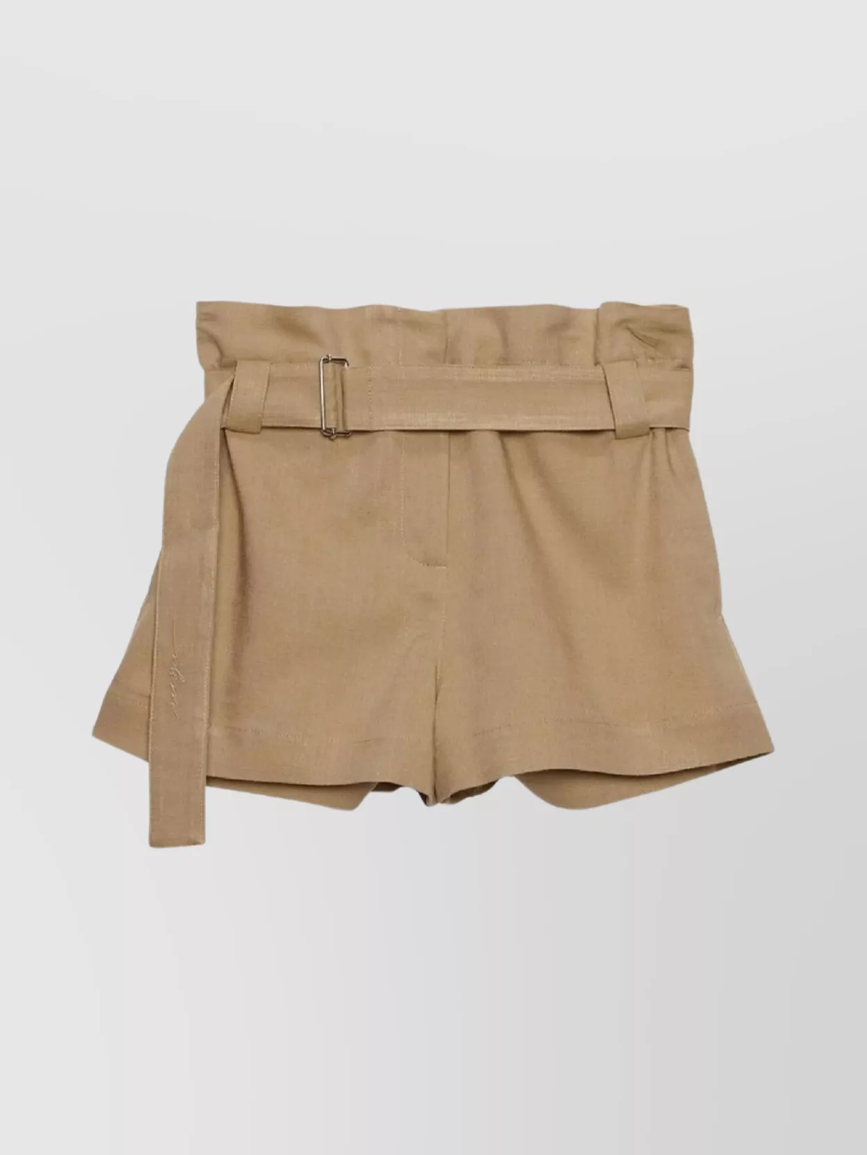 Msgm Tailored Beige Bermuda Shorts With Belted Waist In Brown