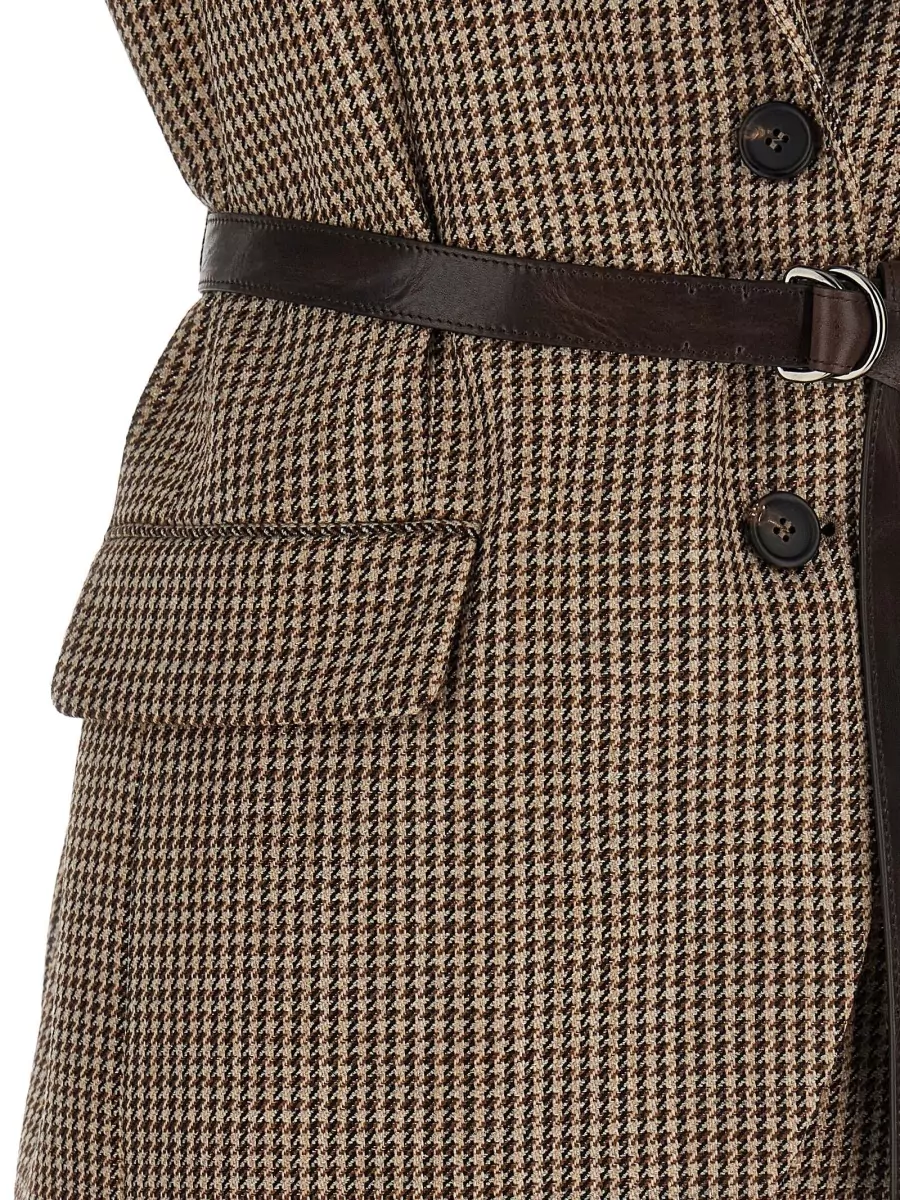 Brunello Cucinelli Wool Houndstooth Belted Vest