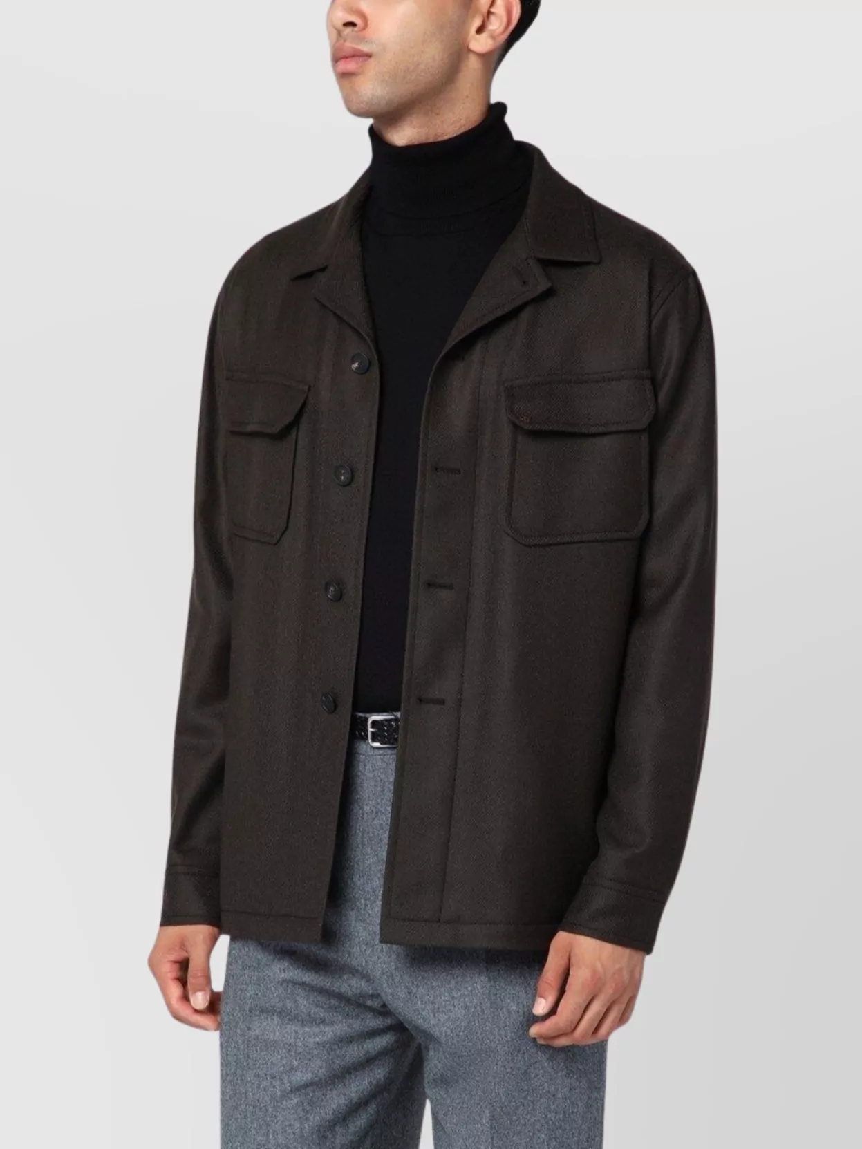 Tagliatore Wool Jacket With Chest Pockets And Collar In Brown