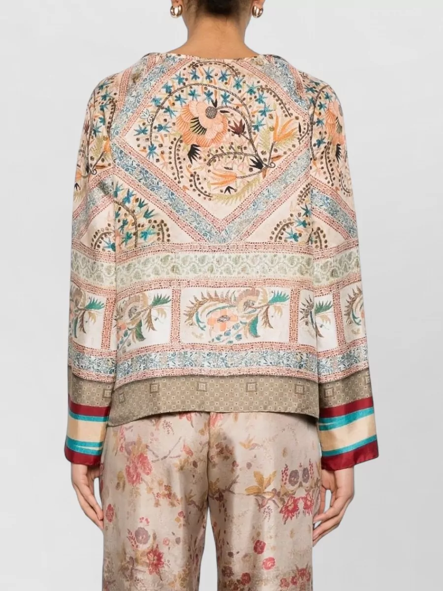 Pierre Louise Mascia Silk Printed Long-Sleeve Blouse