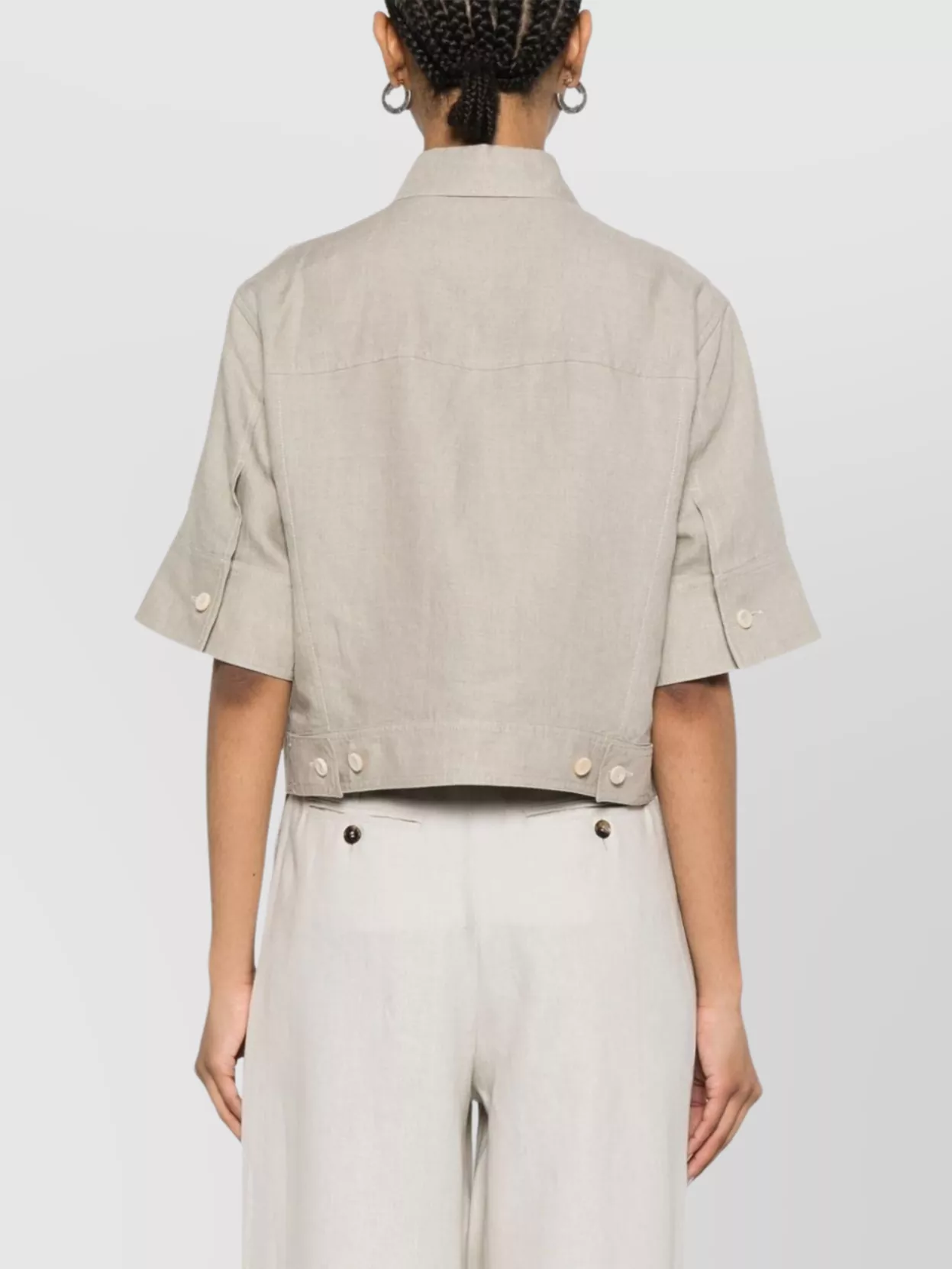 Max Mara Casual Collared Cropped Top With Front Pockets