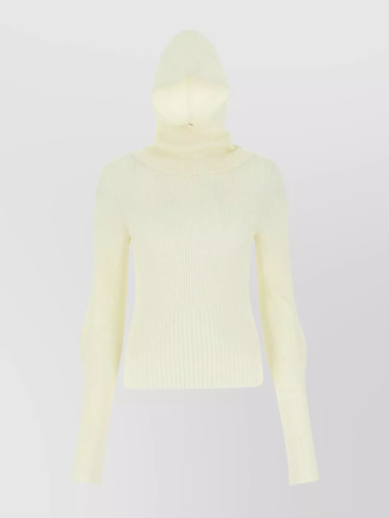Low Classic Versatile Ribbed Wool Sweater With Detachable Balaclava In Brown