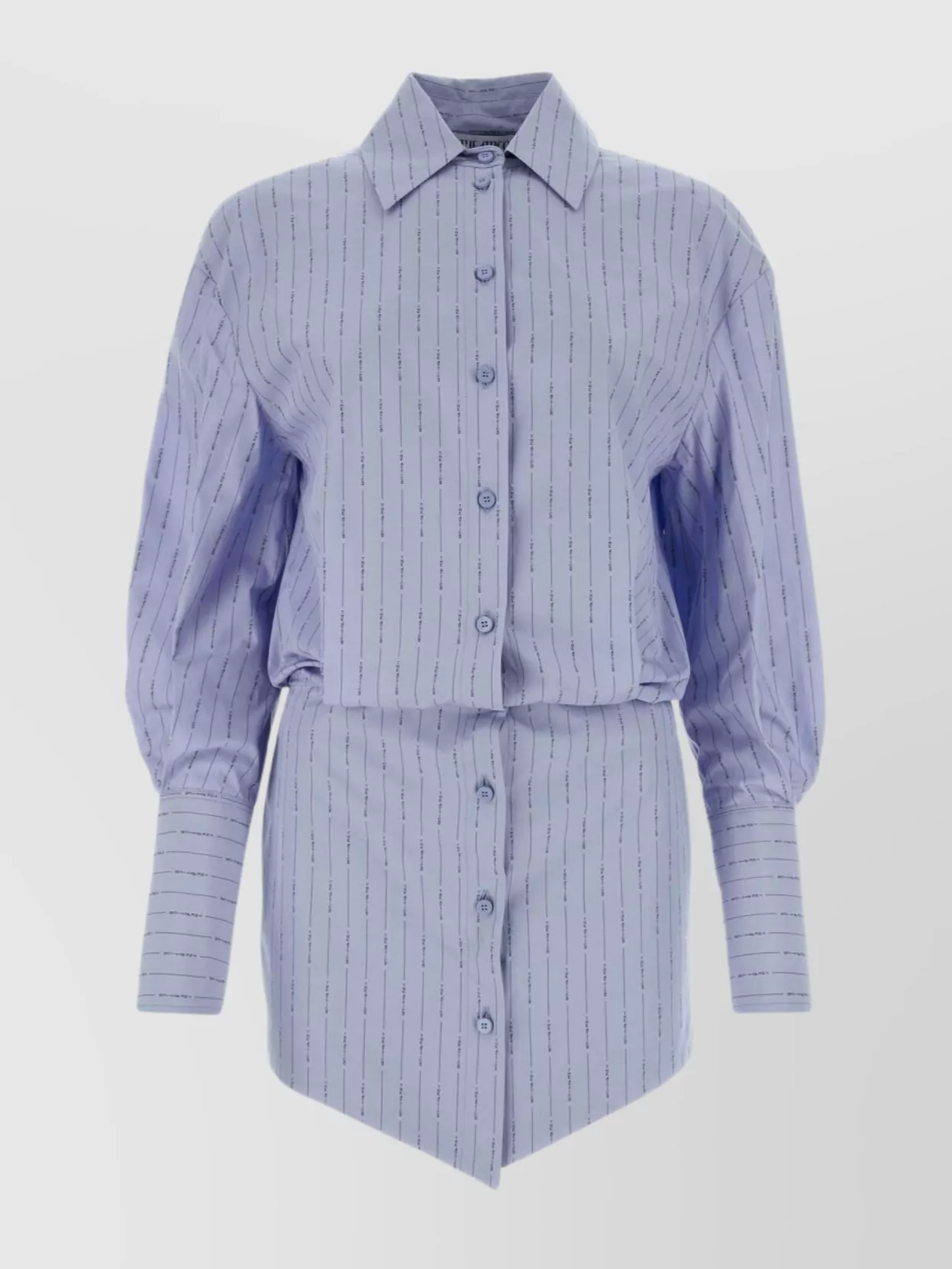 Shop Attico Striped Cotton Shirt Dress In Blue