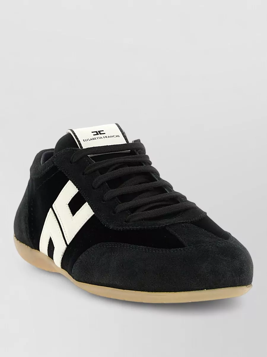 Elisabetta Franchi Leather Low-Top Lace-Up Sneakers