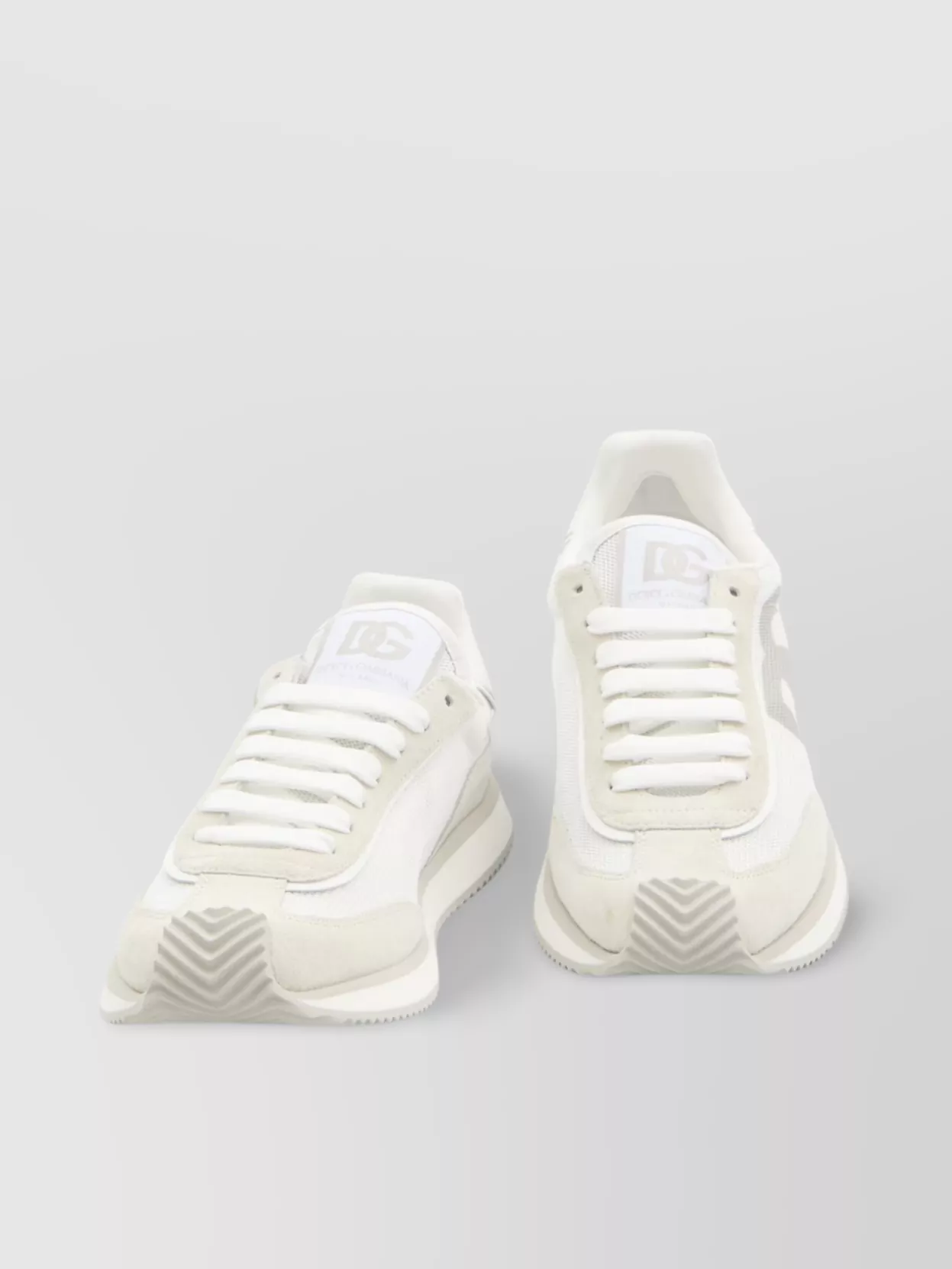 Dolce & Gabbana Portofino Calfskin Sneakers Dg Logo In White
