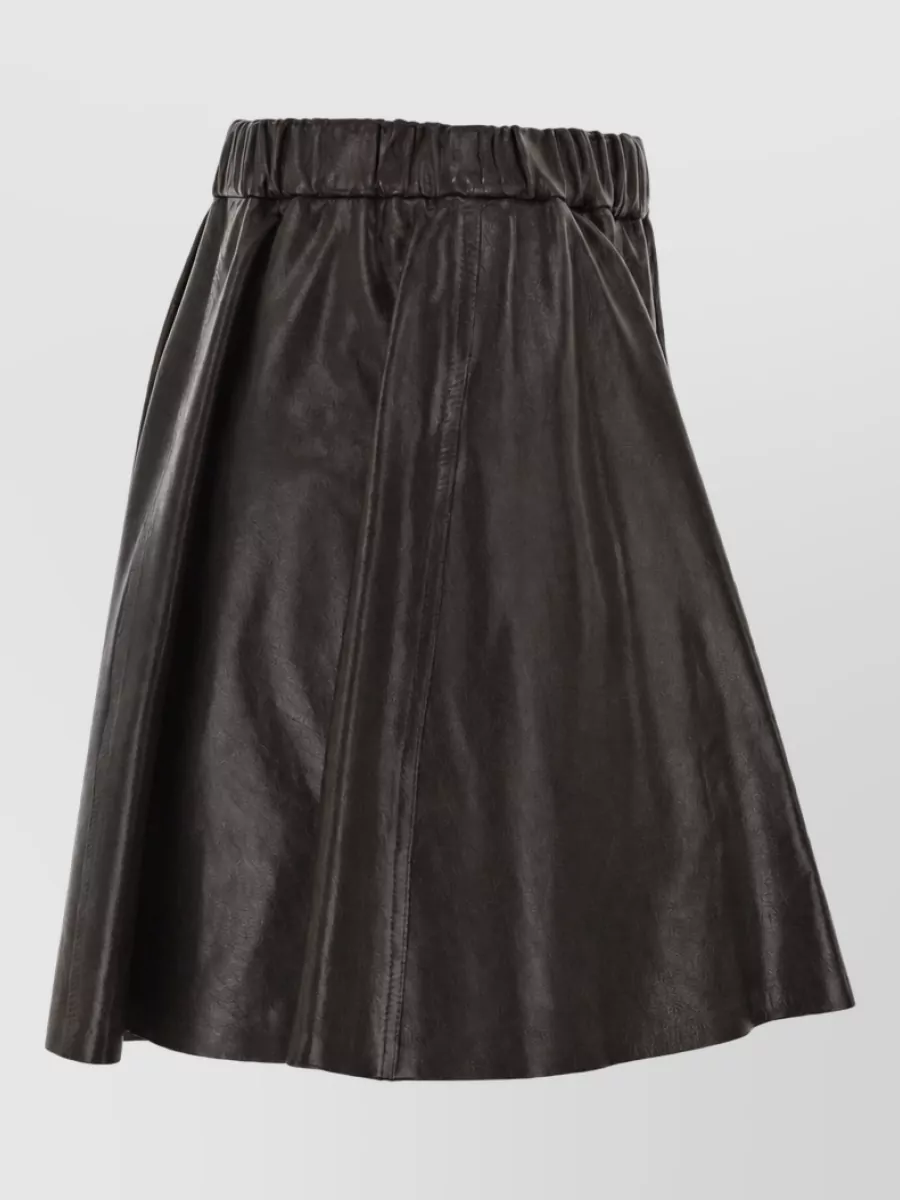 Brunello Cucinelli Leather Flared Mini Skirt