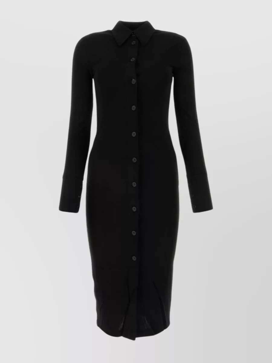 Shop Helmut Lang Viscose Shirt Dress With Long Sleeves In Black