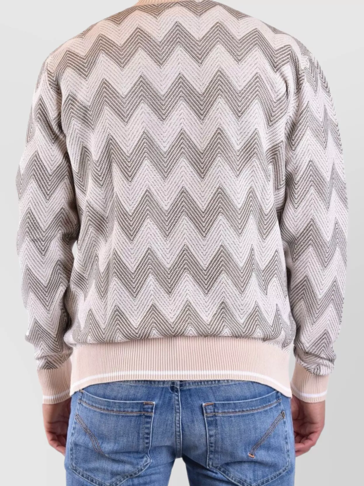 Missoni Chevron V-Neck Sweater With Ribbed Accents