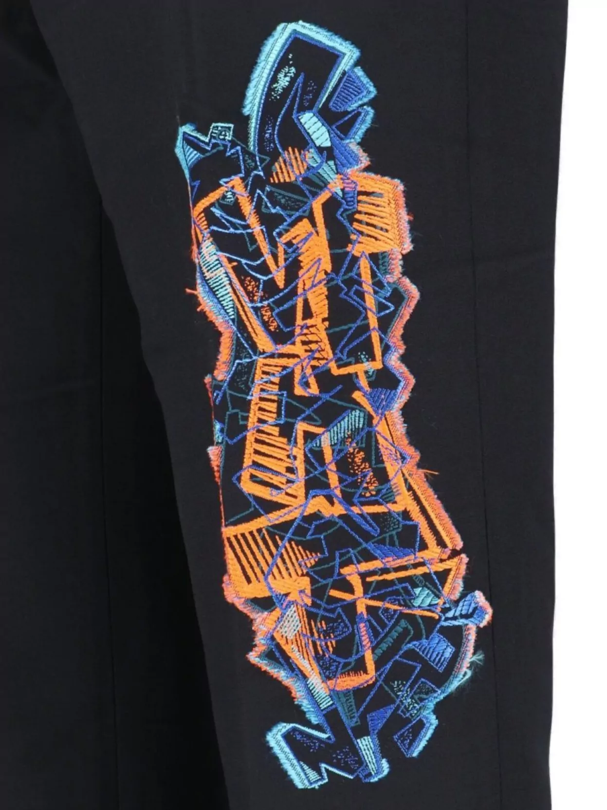 Off-White Straight Trousers With Embroidered Detail And Belt Loops