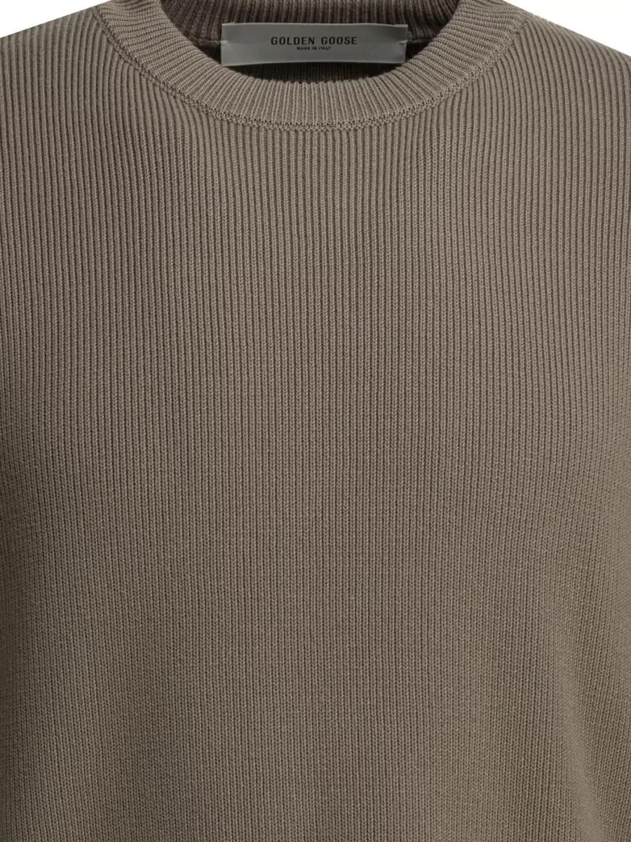Golden Goose Crew Neck Knitwear Embroidered Detail Ribbed Texture
