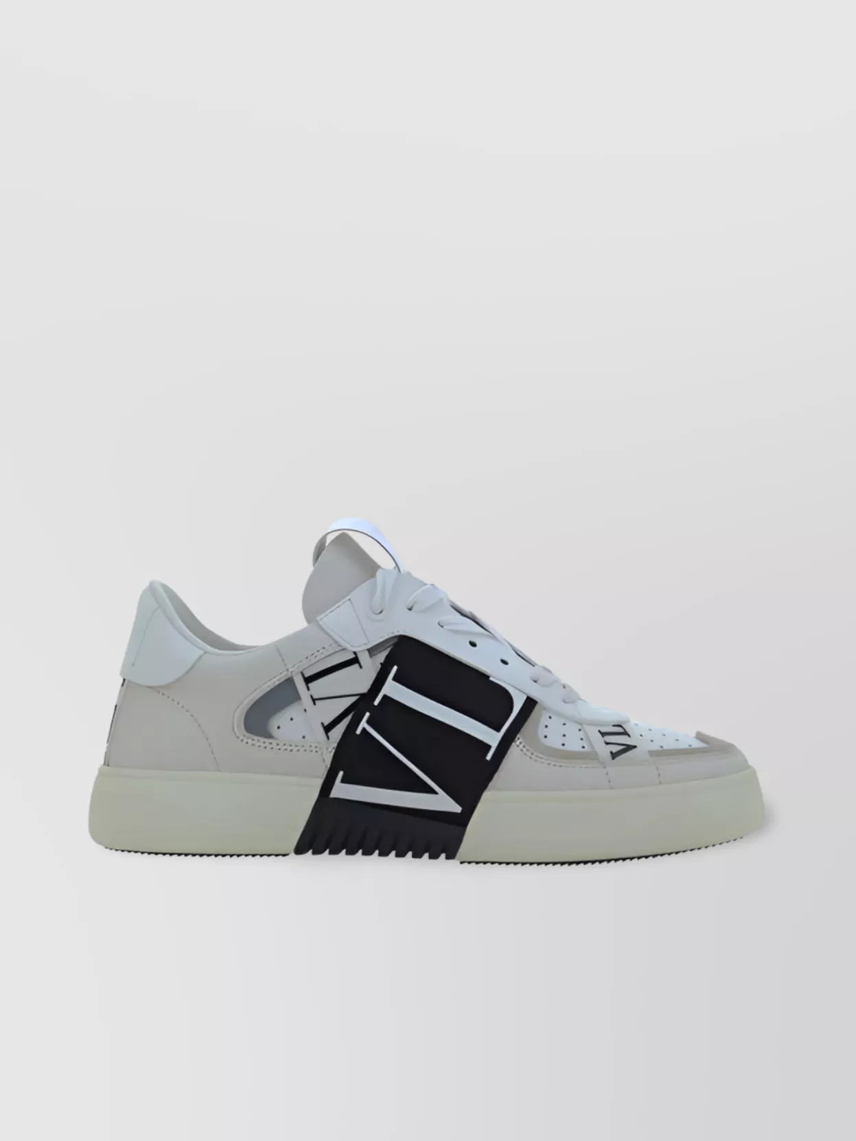 Shop Valentino Calfskin Flat Sole Sneakers With Paneled Design