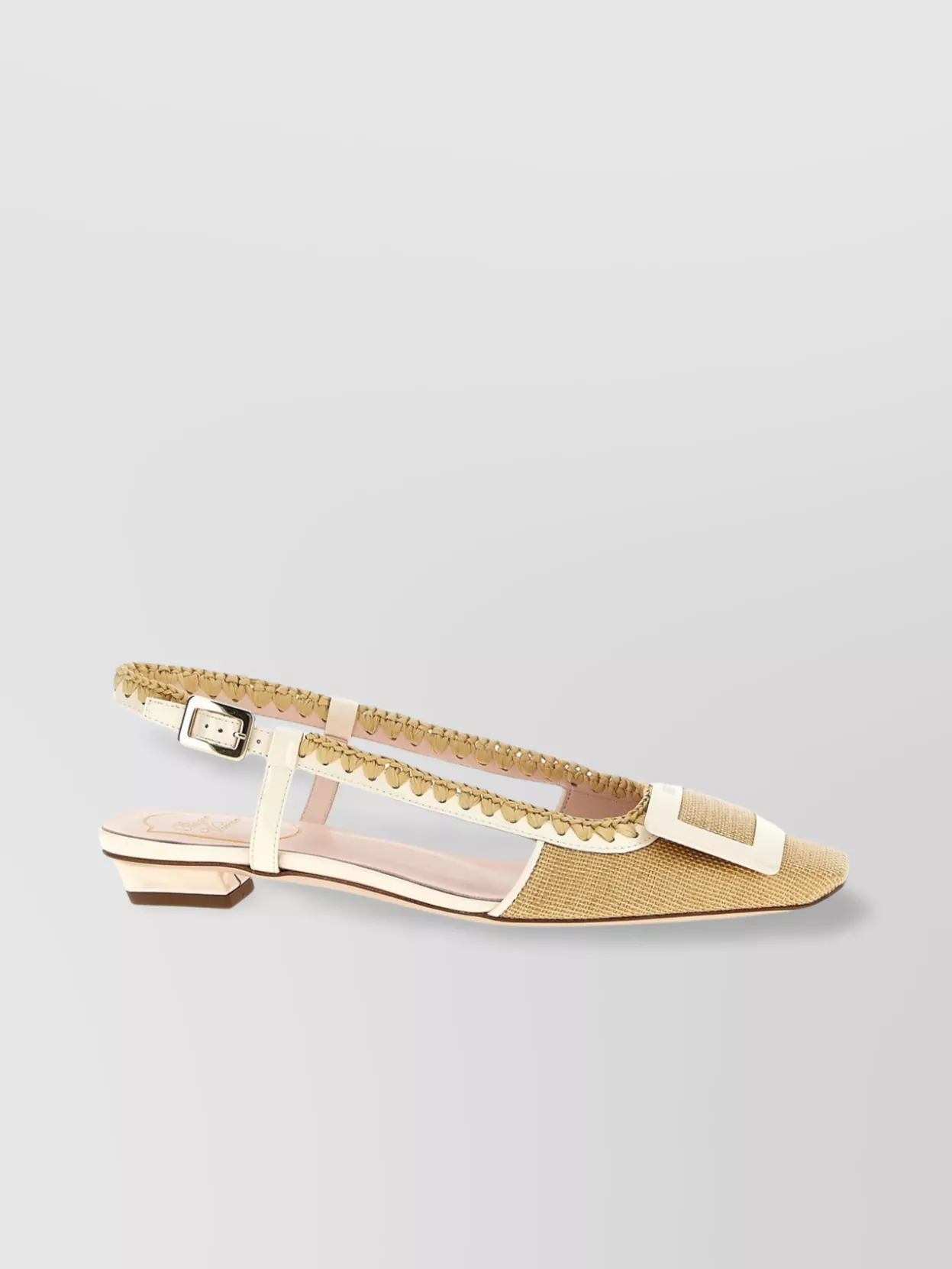 Roger Vivier Chic Slingback With Square Buckle And Woven Texture