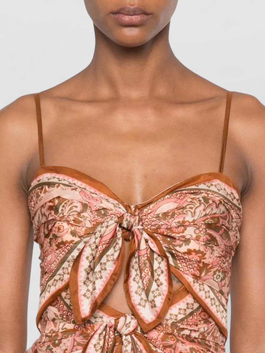 Zimmermann Silk Printed Sweetheart Neck Sleeveless Midi Dress