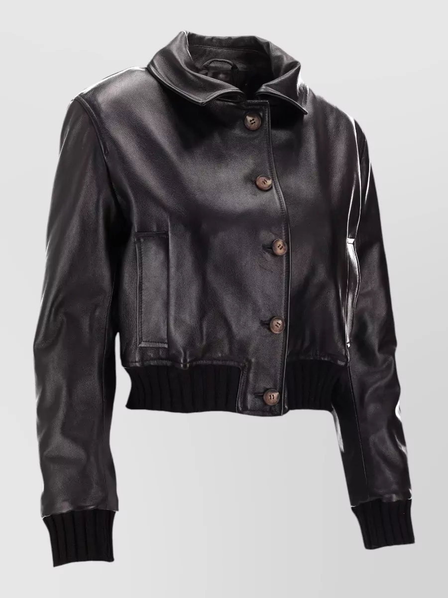 La Rose Leather Cropped Jacket
