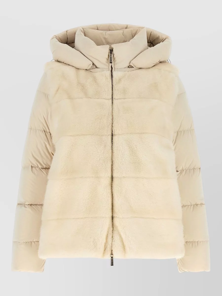 Moorer cashmere shearling panel quilted down jacket