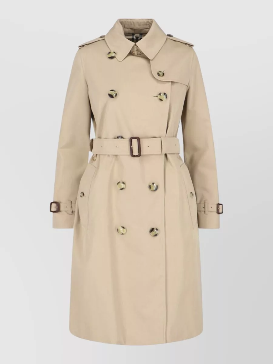 Burberry cotton double-breasted long trench coat