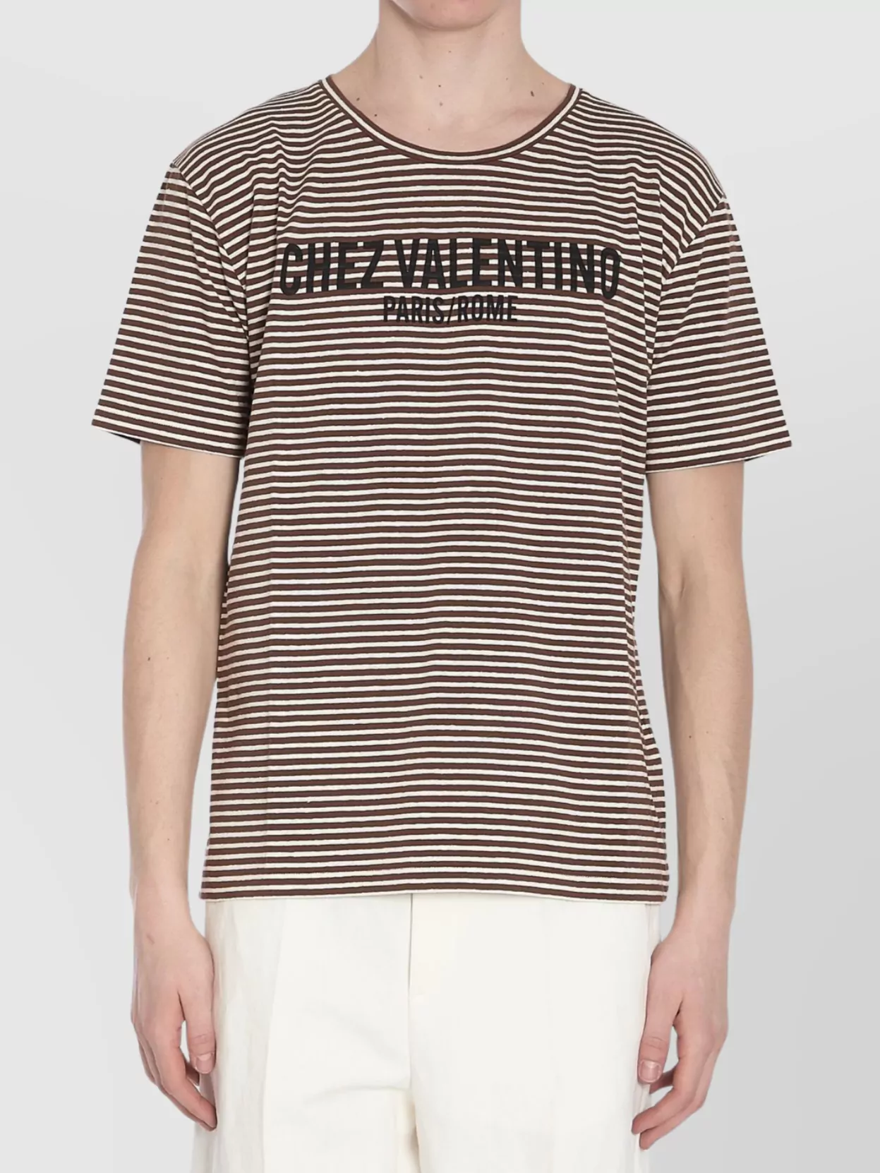 Valentino Garavani Striped Linen Crew Neck T-Shirt