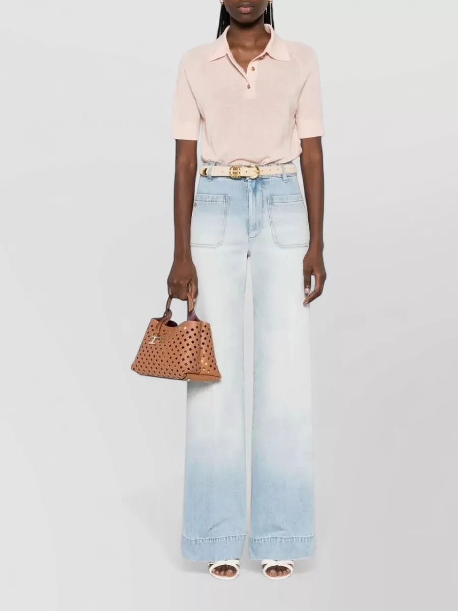 Victoria Beckham Fine-Knit Wool Polo Top