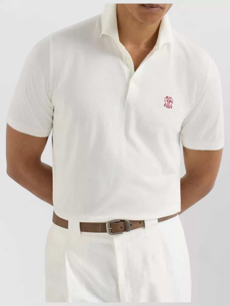 Brunello Cucinelli Logo Cotton Polo Shirt Lightweight Knit