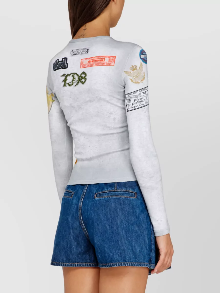 Diesel Ribbed Printed Long-Sleeve Top