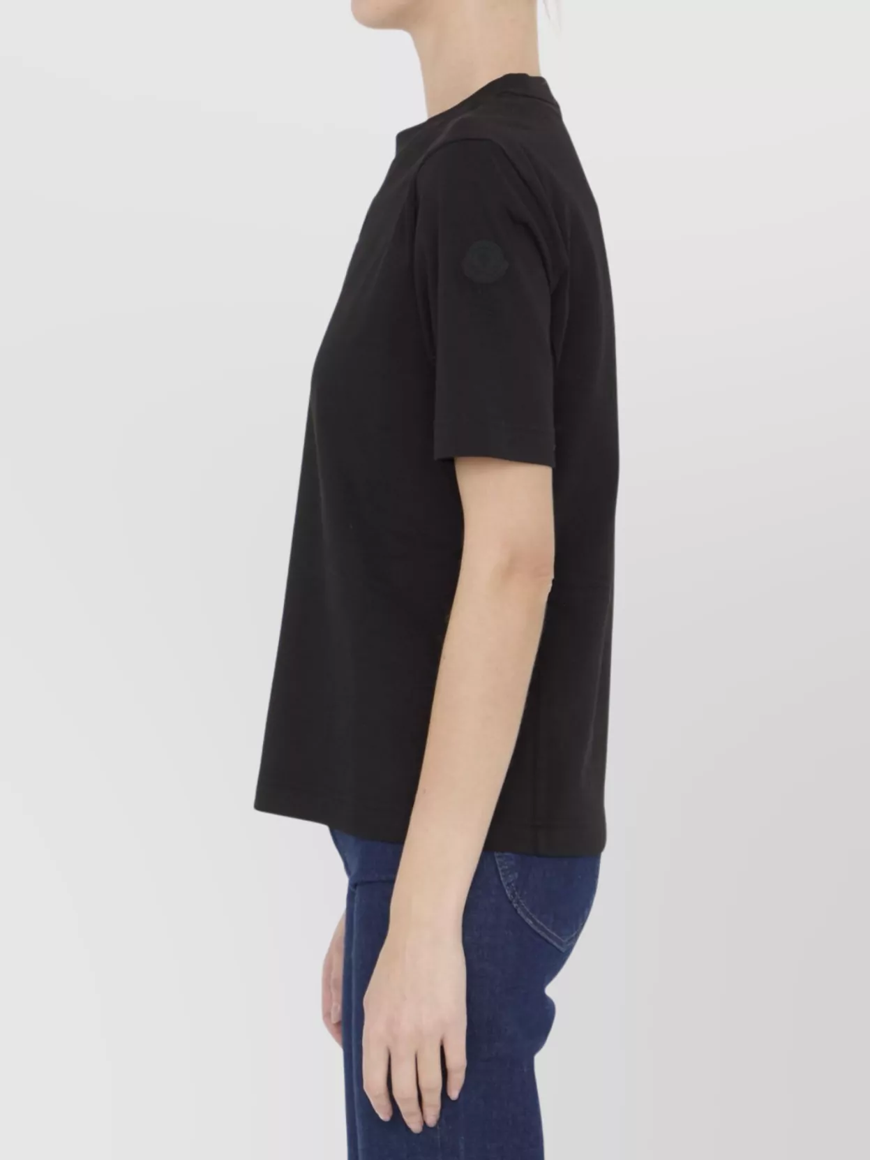 Moncler Cotton Jersey Crewneck T-shirt In Black