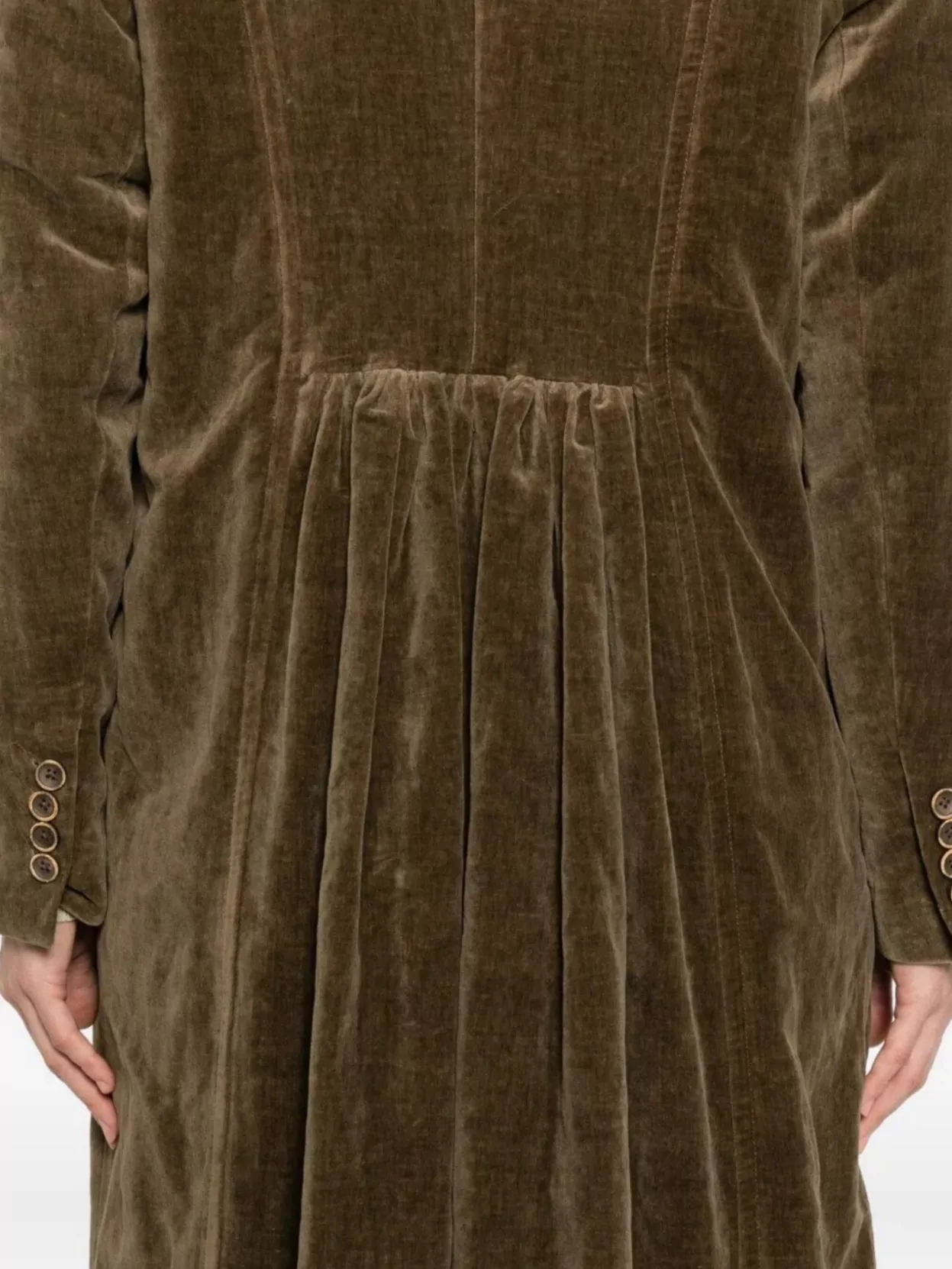 Uma Wang Velvet Texture Camelot Coat With Peak Lapels