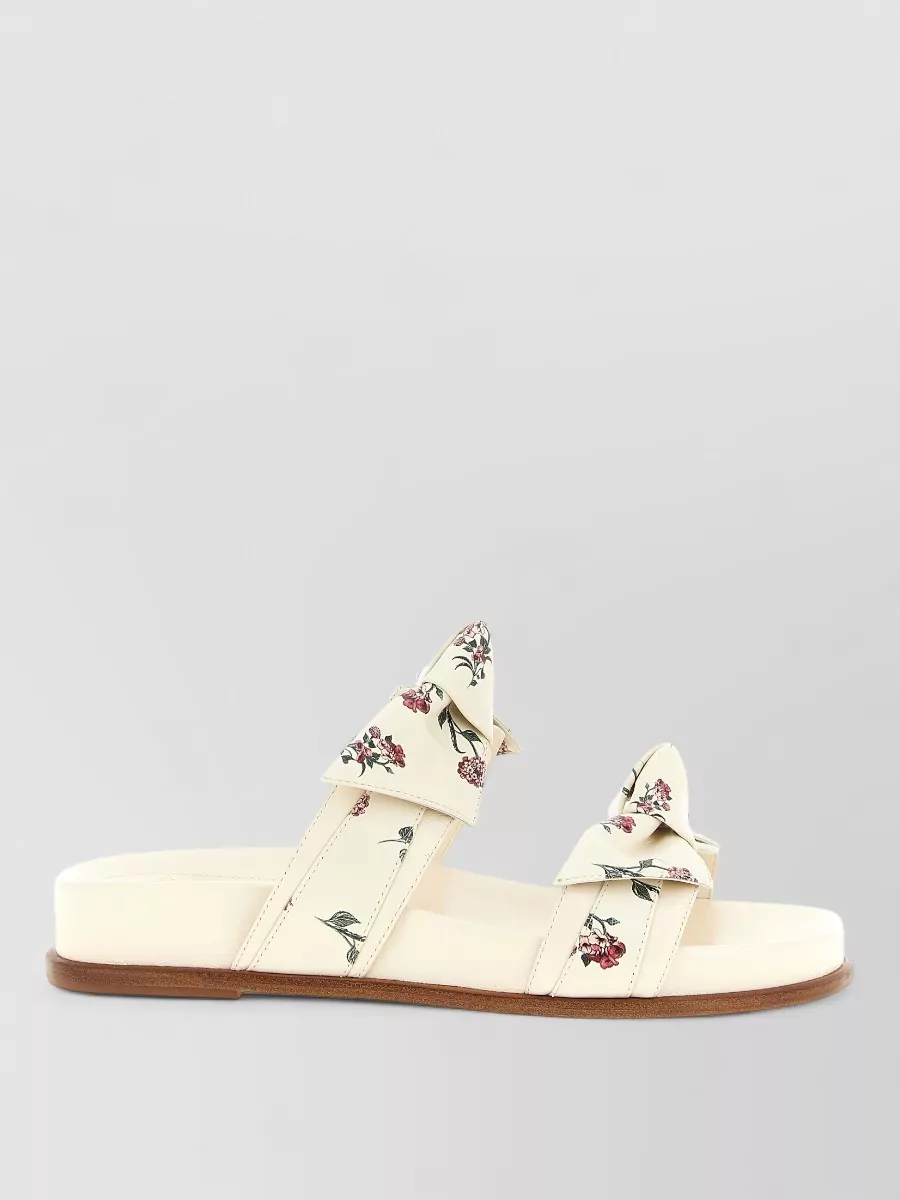 Alexandre Birman Leather Floral-Print Flat Sandals