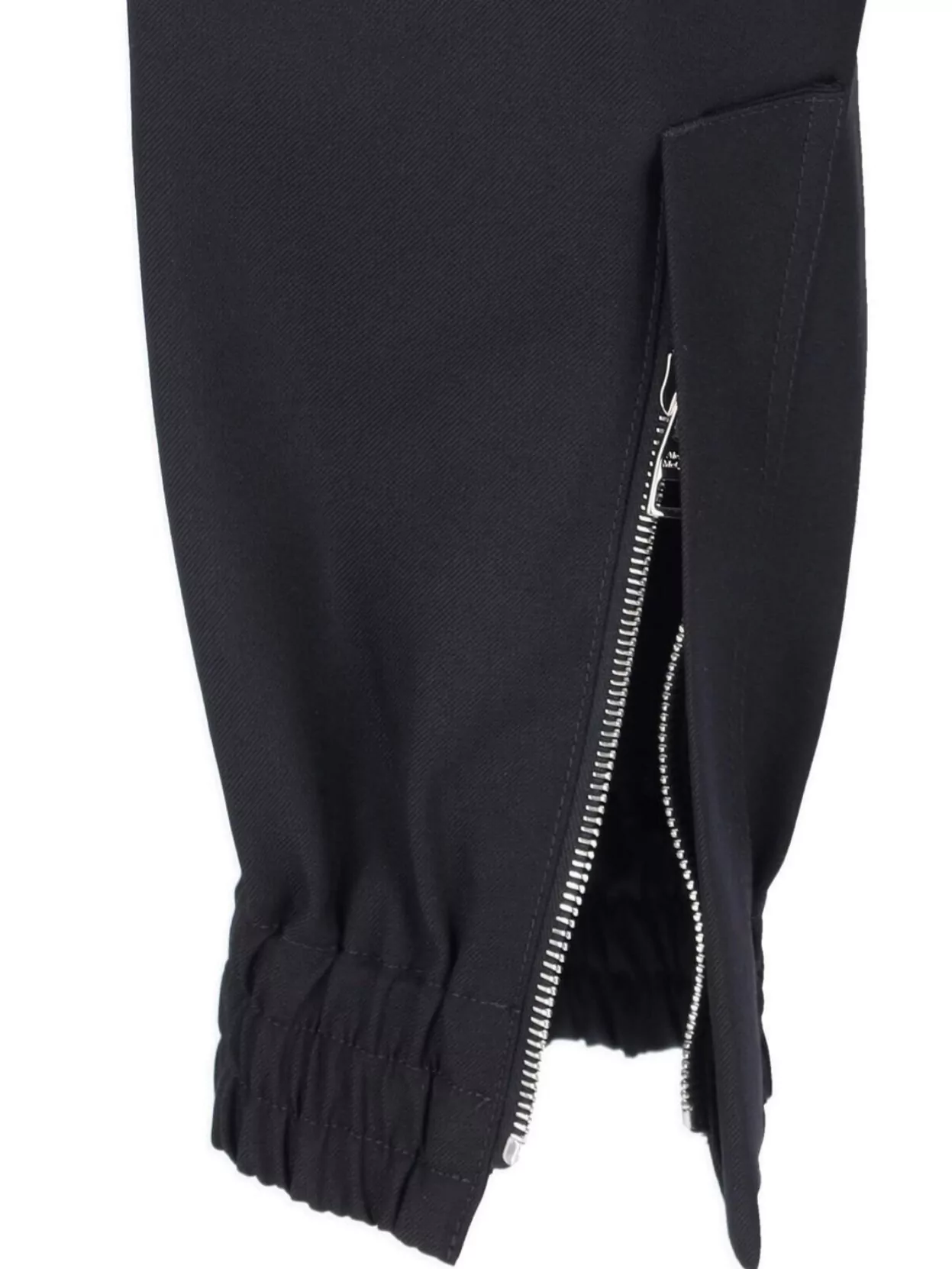 Alexander Mcqueen Straight Trousers With Elastic Cuffs And Zipper In Black