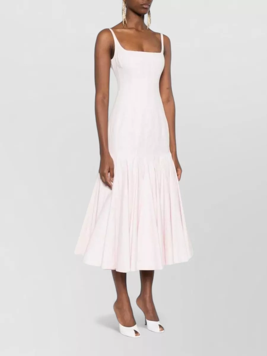 Jacquemus Square-Neck Sleeveless Gathered A-Line Midi Dress
