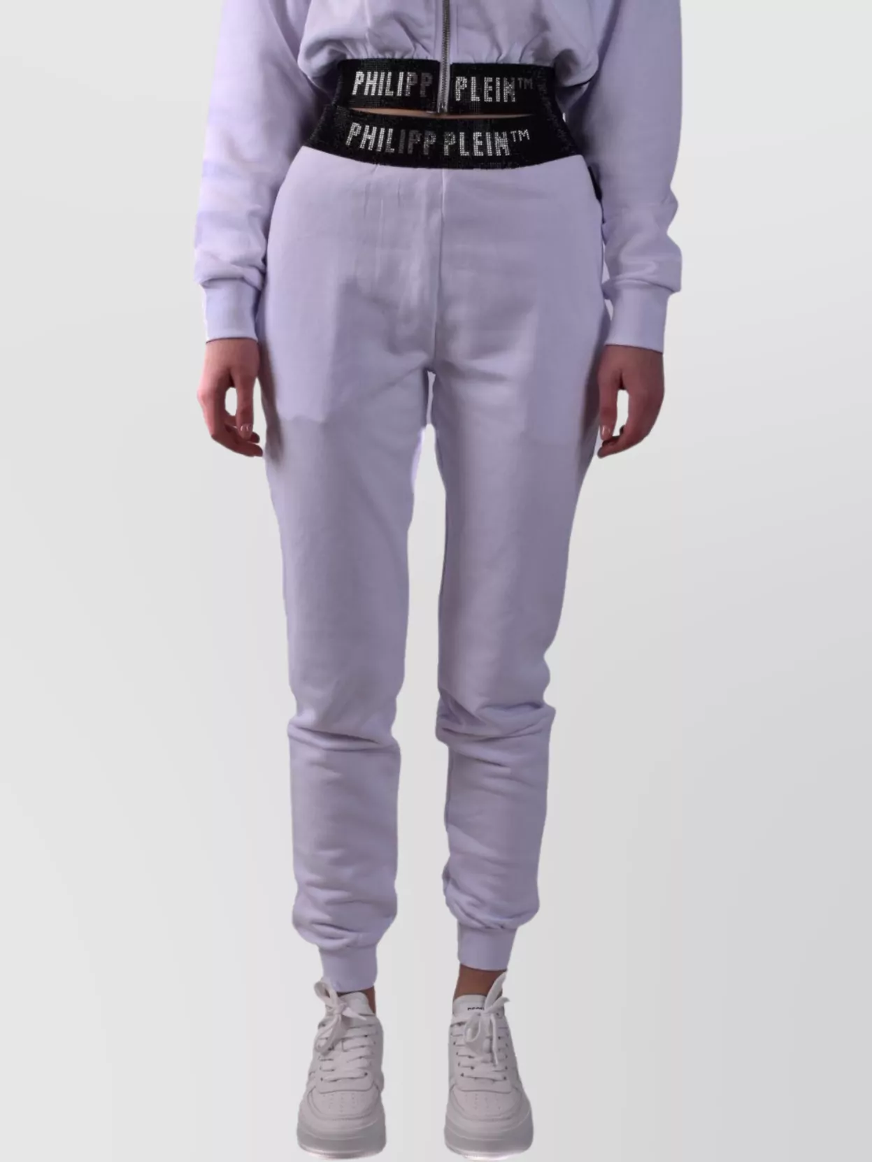 Philipp Plein Trousers Elastic Waistband Ribbed Cuffs In Purple