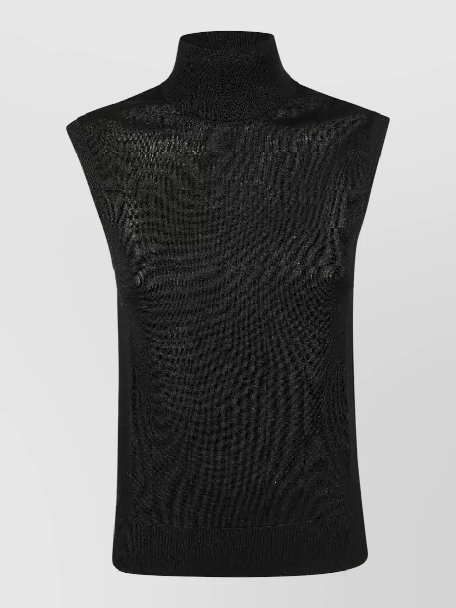 Polo Ralph Lauren wool fine-knit sleeveless turtleneck top