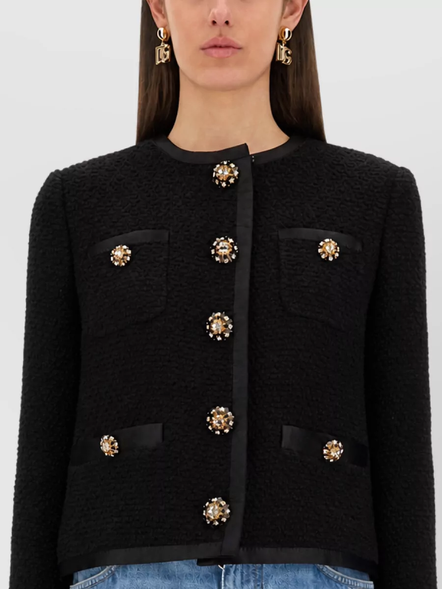 Dolce&Gabbana wool silk single-breasted tweed bouclé short jacket