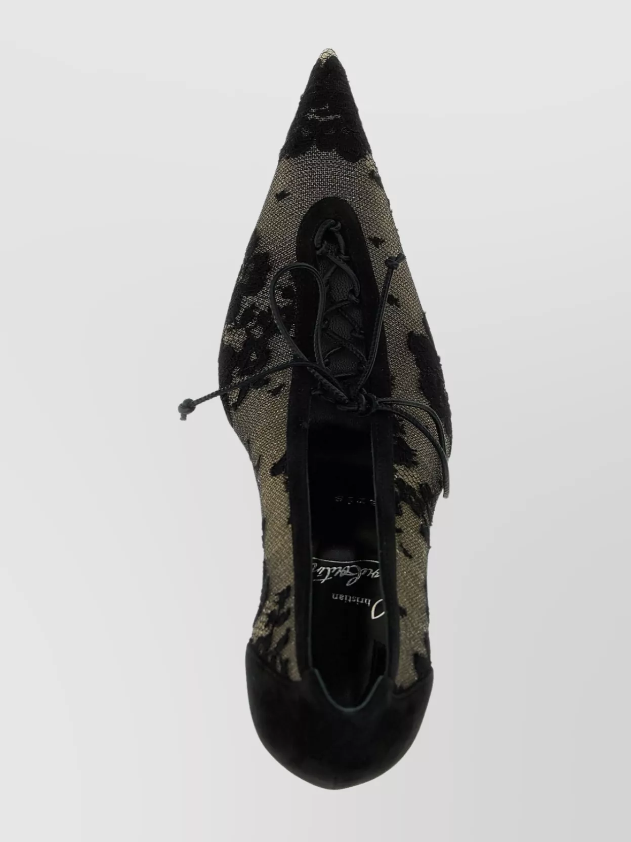 Christian Louboutin Km Lace 100 Suede-trimmed Pumps In Black