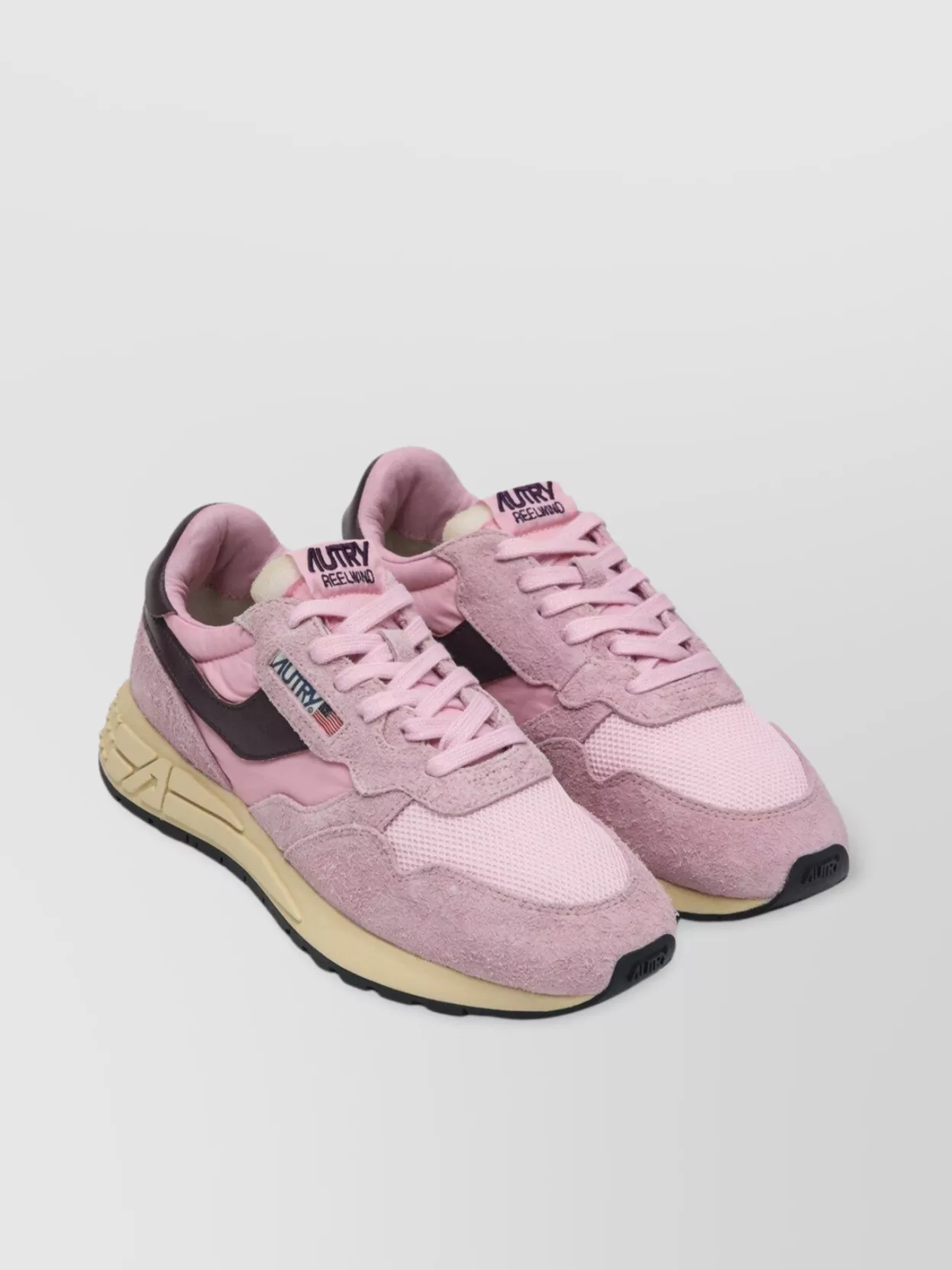 Autry Low Burgundy Sneakers With Rubber Sole And Suede Panels In Pink